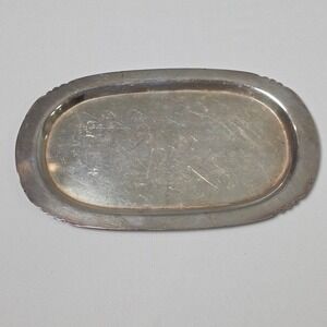 WM Rogers Silver Plate Oval Scalloped Serving Tray 2460 10.5 Inch Vintage 1970's